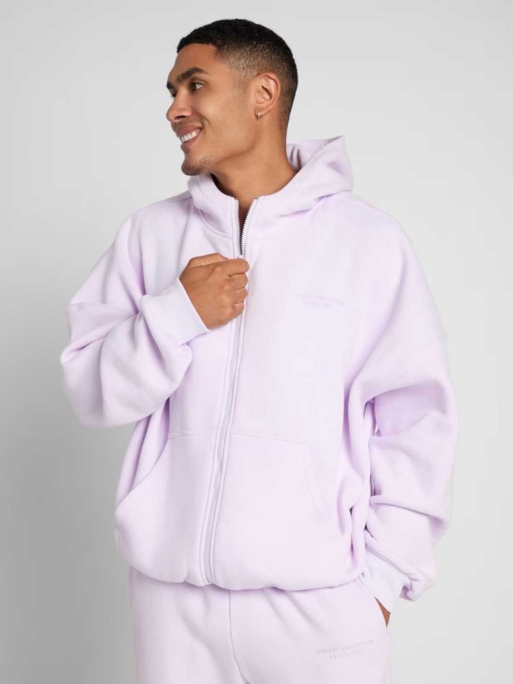 Comfrt Pastel Edit Zip-Up Hoodie Sweater in OPAL